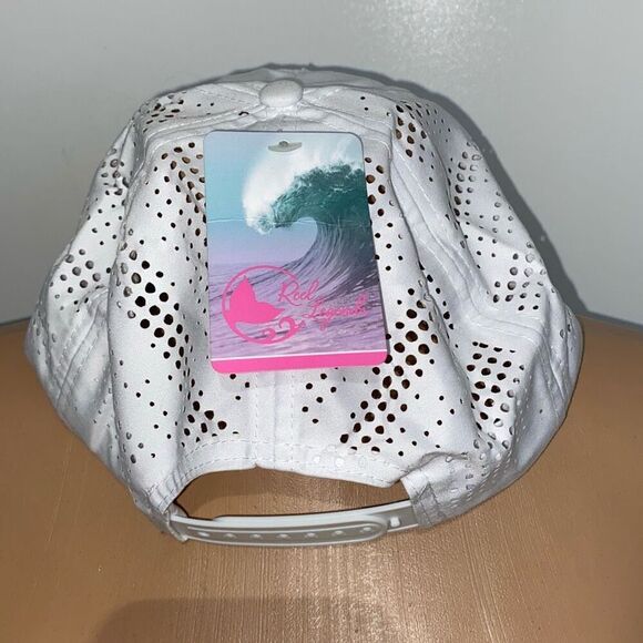 Reel Legends Women's White Perforated Snapback Baseball Cap Hat One Size NWT - Picture 4 of 10
